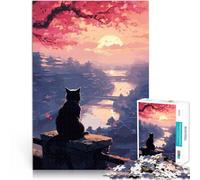 puzzle 1000 pezzi per adulti Il gatto della notte di luna in Giappone Gara di velocità delle mani Collezione di artisti, Belle arti 75x50cm