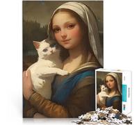 puzzle 1000 pezzi per adulti Il gatto e la Monna Lisa Difficile da completare ma divertente e umoristico per la decorazione della casa 70x100cm