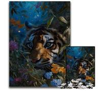 Puzzle 1000 pezzi per adulti Jungle Tiger Puzzle in legno Difficile e impegnativo, fantastici regali e giocattoli per età 14 50X75CM