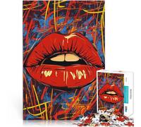 puzzle 1000 pezzi per adulti Labbra rosse - Arte astratta dei graffiti Gioco di famiglia per e è ideale come regalo per tutta la famiglia 38x26cm