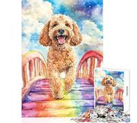 Puzzle 1000 pezzi per adulti Labradoodle Rainbow Bridge Giocattoli fai da te Regalo per compleanni Giochi rilassanti Adatto per la decorazione del desktop Dimensioni 38x26cm
