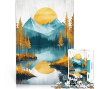 puzzle 1000 pezzi per adulti Lago di montagna del tramonto dorato Assemblaggio del modello Collezione di artisti, Belle arti 75x50cm