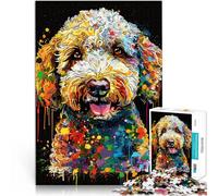 Puzzle 1000 pezzi per Adulti Lagotto Romagnolo Dog Art Puzzle Gioco Lista dei desideri di Natale con Babbo Natale 19,7 "x 29,5" per adolescenti 14+