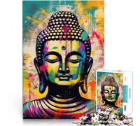 puzzle 1000 pezzi per adulti Le visioni vibranti del Buddha Giocattoli di gioco impegnativi con poster abbinato e foglio di quiz 75x50cm