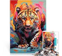 puzzle 1000 pezzi per adulti Leopardo in agguato dai colori vivaci sfida educativa con pezzi completamente interconnessi di forma casuale 75x50cm