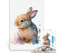 puzzle 1000 pezzi per adulti Lepre in stile acquerello Difficile da completare ma divertente e umoristico Interazione genitore-figlio 75x50cm