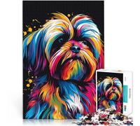 Puzzle 1000 pezzi per Adulti Lhasa Apso Dog Art Concorso di Velocità a Mano Gioco di Puzzle Stimolante e Gioco in Famiglia 14,96" x 20,47"
