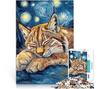 puzzle 1000 pezzi per adulti Lince della notte stellata Giocattoli educativi per l'apprendimento Giochi per famiglie Un'opera d'arte 52x38cm