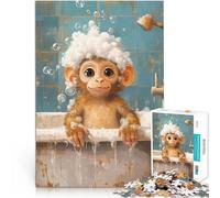puzzle 1000 pezzi per adulti L'ora del bagno delle scimmie Vacanza a casa: uccidere il tempo Collezione di artisti, Belle arti 75x50cm