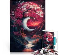 puzzle 1000 pezzi per adulti Luna crescente e fiori di ciliegio Allena il tuo cervello e le tue mani Collezione di artisti, Belle arti 52x38cm