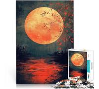puzzle 1000 pezzi per adulti Luna di sangue sull'acqua per il giocattolo di sfida del gioco educativo Decorazioni e regali unici per la casa 52x38cm