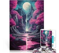 puzzle 1000 pezzi per adulti Luna piena al neon che sorge Allena il tuo cervello e le tue mani Migliorare l'amore tra le coppie 52x38cm