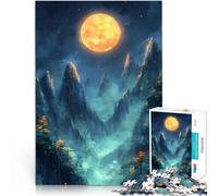 puzzle 1000 pezzi per adulti Luna piena sulle montagne Giocattolo educativo intellettuale decomprimente è ideale come regalo per tutta la famiglia 38x26cm
