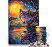 puzzle 1000 pezzi per adulti Lupo al chiaro di luna Giocattoli educativi per l'apprendimento Giochi per famiglie Regalo di compleanno, regali 52x38cm