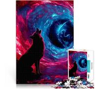 puzzle 1000 pezzi per adulti Lupo che ulula al vortice cosmico Giochi educativi Decorazione della casa Giocattoli per la decorazione della casa 52x38cm