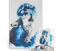 puzzle 1000 pezzi per adulti Lupo che ulula alla luna Difficile da completare ma divertente e umoristico Adatto per la decorazione del desktop 52x38cm