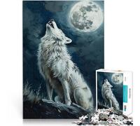 puzzle 1000 pezzi per adulti Lupo che ulula nella notte di luna Per il divertimento in famiglia con pezzi completamente interconnessi di forma casuale 50x70cm