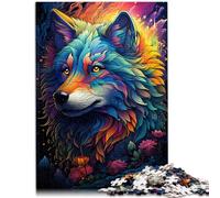 Puzzle 1000 pezzi per adulti, lupo colorato e bizzarro, giocattoli educativi, anti-stress, regalo di compleanno, 50 x 75 cm, per 14 anni