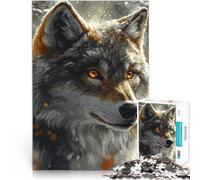 Puzzle 1000 pezzi per adulti Lupo dagli occhi di fuoco Fatto di legno Adatto a partire dai 14 anni Gioco intellettuale Regalo per i compleanni misurare：50x75cm