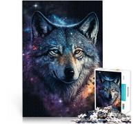 puzzle 1000 pezzi per adulti Lupo della galassia Difficile da completare ma divertente e umoristico con poster abbinato e foglio di quiz 52x38cm