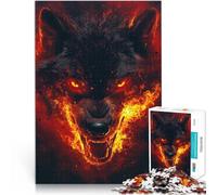 puzzle 1000 pezzi per adulti Lupo di fuoco Giocattoli che creano dipendenza e sfidano l'intelligenza del cervello Compleanno e regali unici 38x26cm