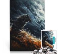 puzzle 1000 pezzi per adulti Lupo nel cielo tempestoso Difficile da completare ma divertente e umoristico regali per amici e familiari 75x50cm