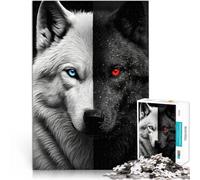 puzzle 1000 pezzi per adulti lupo nero con gli occhi azzurri Giocattoli da gioco per regalo di famiglia offerte come regali per tutta la famiglia 75x50cm