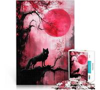 puzzle 1000 pezzi per adulti Lupo sotto la luna rossa per il giocattolo di sfida del gioco educativo Decorazioni e regali unici per la casa 38x26cm