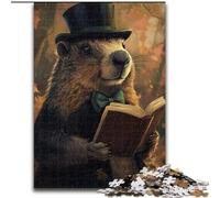 Puzzle 1000 pezzi per adulti Marmotta che legge un libro Puzzle impossibili per adulti 26X38cm per decorazioni per la casa, allenamento del cervello e regali per le feste