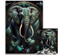 Puzzle 1000 pezzi per adulti, mondo immaginario, elefante, puzzle in legno, gioco interattivo per famiglie, regalo artigianale con opere d'arte colorate, 50x75cm/19,68x29,52 pollici