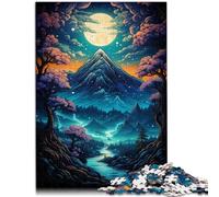 Puzzle 1000 pezzi per adulti montagna dietro alberi di notte puzzle cartone animato 26 x 38 cm ottimo regalo per tutta la famiglia