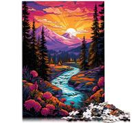 Puzzle 1000 pezzi per adulti montagne fiori selvatici al tramonto puzzle giochi educativi opera d'arte regalo per e adolescenti 14 anni e oltre 50 x 70 cm