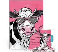 puzzle 1000 pezzi per adulti mucca che indossa occhiali da sole Giocattolo educativo per l'apprendimento Regalo di compleanno, regali, arte murale 38x26cm