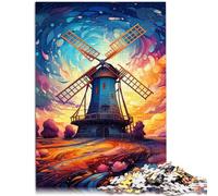 Puzzle 1000 pezzi per adulti mulini a vento colorati giocattoli anti-stress 26 x 38 cm gioco educativo per compleanno Natale per adolescenti da 14 anni e oltre
