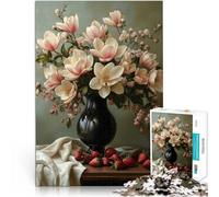 puzzle 1000 pezzi per adulti Natura morta con bouquet di magnolie Fatto di legno per età 14+ Gioco impossibile Regali di giochi impegnativi misurare:50x75cm