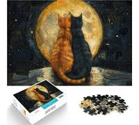 puzzle 1000 pezzi per adulti Notte stellata con i gatti Antistress Vacanza in patria Uccidere il tempo Decorazioni e regali unici per la casa 38x26cm