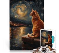 puzzle 1000 pezzi per adulti Notte stellata del gattino Antistress Vacanza in patria Uccidere il tempo perché è ideale come regalo per tutta la famiglia 75x50cm