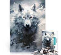 puzzle 1000 pezzi per adulti Opera d'arte del lupo - Cuore selvaggio Gioco di famiglia per e con poster abbinato e foglio di quiz 52x38cm