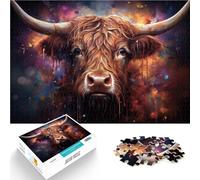 Puzzle 1000 pezzi per adulti Opera d'arte di mucca delle Highlands Fatto di legno Adatto a persone dai 14 anni in su Giochi di famiglia offerte come regali per tutta la famiglia misurare:50x75cm