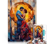 puzzle 1000 pezzi per adulti Opera d'arte in mosaico di vetro colorato "Il bacio" Gara di velocità delle mani Ottimo regalo per i giochi 52x38cm