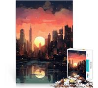 puzzle 1000 pezzi per adulti Opera d'arte sullo skyline della città sfida educativa Attività divertenti a casa, regali di compleanno, regali di viaggio, 38x26cm