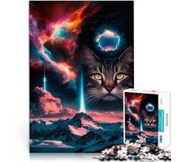 puzzle 1000 pezzi per adulti Orizzonte Cosmico del Gatto Difficile da completare ma divertente e umoristico Regali di Babbo Natale segreto 52x38cm