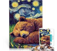 puzzle 1000 pezzi per adulti Orso che dorme sotto una notte stellata Sfida difficile con pezzi completamente interconnessi di forma casuale 38x26cm