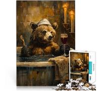 Puzzle 1000 pezzi per adulti Orso nel bicchiere da vino da bagno Adatto a persone dai 14 anni in su Gioco a quiz Attività divertenti da fare a casa, regali di compleanno, regali di viaggio