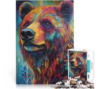 puzzle 1000 pezzi per adulti orso nell'arte colorata Difficile da completare ma divertente e umoristico Adatto per la decorazione del desktop 38x52cm