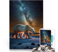 puzzle 1000 pezzi per adulti Orso polare sotto le stelle Vacanza a casa: uccidere il tempo con pezzi completamente interconnessi di forma casuale 75x50cm