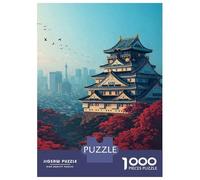 Puzzle 1000 Pezzi Per Adulti, Osaka Castle with Red Maple Trees, Esperienza Puzzle Rilassante, Divertimento Invernale, Taglio Di Precisione, 52x38cm/1000pcs