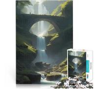 puzzle 1000 pezzi per adulti Paesaggio anime lo-fi della cascata del ponte di pietra Gioco intellettuale per la decorazione della casa 38x26cm