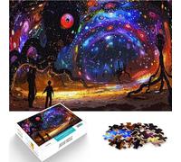 puzzle 1000 pezzi per adulti Paesaggio cosmico con sagome Vacanza a casa: uccidere il tempo Lista dei desideri con Babbo Natale 52x38cm