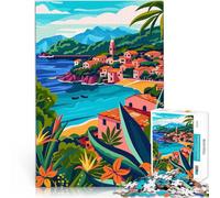 puzzle 1000 pezzi per adulti Paesaggio del villaggio costiero Italia Regali di giochi impegnativi perché è ideale come regalo per tutta la famiglia 75x50cm